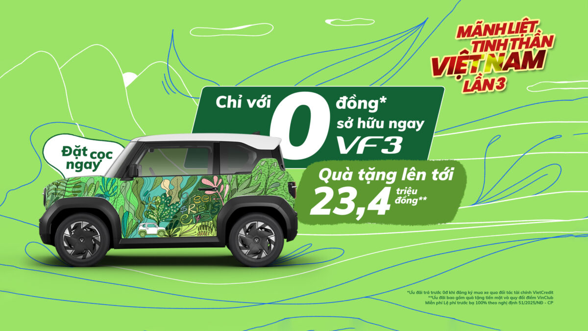 VinFast VF3 là mẫu xe điện mini đầu tiên do Việt Nam tự nghiên cứu và sản xuất, hướng đến đại đa số người dân Việt. Với thiết kế nhỏ gọn, dễ điều khiển, chi phí sử dụng thấp và hoàn toàn không phát thải, VF3 nhanh chóng trở thành biểu tượng mới của xu hướng “xe điện quốc dân”. Mẫu xe mang đến giải pháp di chuyển bền vững, thân thiện môi trường và phù hợp với điều kiện đường phố đô thị Việt Nam. Không chỉ là phương tiện, VF3 còn thể hiện phong cách sống hiện đại – nơi công nghệ, thẩm mỹ và trách nhiệm môi trường gặp nhau. Dự kiến giao xe trong năm 2025, VinFast VF3 hứa hẹn sẽ mở ra thời kỳ mới cho ngành ô tô điện trong nước, giúp hàng triệu người Việt chạm tay vào giấc mơ sở hữu xe điện cá nhân.